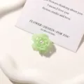 Green beaded flower detail shot, perfect for DIY earrings, hair clips and shoe charms. - Style 15 / 1 Piece