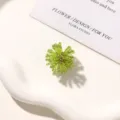 Detailed shot of green beaded flower, fresh DIY accessory for earrings and clogs. - Style 24 / 1 Piece