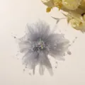 Close-up detail of grey mesh crystal beaded flower DIY accessory, delicate texture. - 1 Piece/Pack / Gray