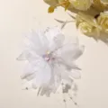 White net yarn crystal beaded flower DIY hair accessories sweet style corsage material - 1 Piece/Pack / White