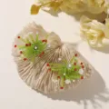 Green beaded flower DIY accessories for summer earrings, hair clips, and shoe charms. - Style 41 / 1 Piece