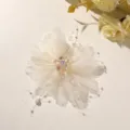 Detailed view of the sweet mesh crystal beaded flower accessory, perfect for DIY hair clips. - 1 Piece / Light Yellow