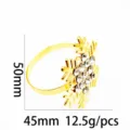 Rond de serviette flocon de neige doré avec strass pour déco de table mariage Noël 45mm - Or