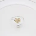 Rond de Serviette Rose Perle Finition Or Blanc Decoration de Table Mariage 1pc - Style Rose 1 / Argent
