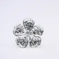 Anneau de serviette fleur en alliage argenté décoration de table élégant accessoire repas - Argent