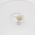 Creative pearl flower napkin ring luxury hotel table decor gold edge napkin holder - Rose Style 3 / Silver