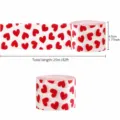 Red white heart crepe paper roll detail view showing 4.5cm width and 25m total length specs. - 4.5cmx25m