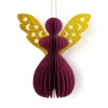 Kerstengel honingraat bal hangend ornament, paarse papieren feest decoratie rekwisiet. - Bordeauxrood