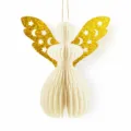 Kerstengel honingraat papier bal hangende decoratie voor feest bruiloft tafel middelpunt - Beige