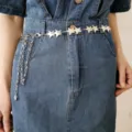 Retro silver star chain belt for women, multi-layer metal body chain waist accessory detail. - 12 Pairs of Stars / Silver Tone