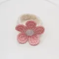 Handmade crochet pink flower napkin ring, elegant table decor for hotel wedding dinner. - Five Petal Flower Napkin Ring / Pink