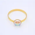 Rond de serviette en metal dore avec dome en verre iridescent de 20mm pour decor de table. - Or (Design Double Couche)