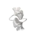 Silver metal ginkgo leaf napkin ring detail, elegant table decor for weddings and hotels. - Silver