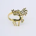 Rond de serviette renne de Noël doré, détail de décoration de table cerf métal chic - Or