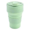 Portable collapsible silicone water cup, light green outdoor travel telescopic coffee cup. - Green