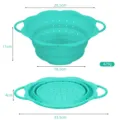 Collapsible Silicone Colander Teal Round Foldable Kitchen Vegetable Fruit Drain Basket New - L / Teal