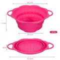 Collapsible Silicone Colander Foldable Kitchen Fruit Vegetable Strainer Pink Basket - L / Rose Red