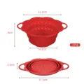 Foldable silicone colander round collapsible kitchen fruit vegetable draining basket red tool - M / Red