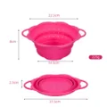 Collapsible silicone colander pink folding kitchen vegetable fruit draining basket tool - M / Rose Red
