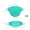 Collapsible silicone colander kitchen folding draining basket fruit vegetable strainer 22cm - M / Teal