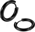 Orecchini a cerchio neri in acciaio inossidabile, gioiello minimalista per donna. - 1 Pezzo (Diametro Interno 8mm) / Nero