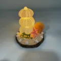 Detailed closeup of handmade sea urchin shell glowing night light ornament desktop. - Style 1 (Approx 41g, Approx 8.1x7.5cm)