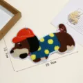 Schattige teckel hond handdoek borduurwerk patch voor DIY kleding decoratie en accessoires. - Gevlekte teckel / 20.9x13.1cm