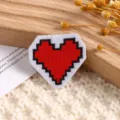 Pixel heart embroidery patch for clothing DIY decoration, cute red and white fabric badge appliques. - Style 1