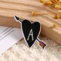 Heart arrow embroidered patch featuring letter A, ideal for DIY clothing decoration crafts. - Style 2
