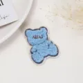 Detailed view of a cute blue plush bear embroidery patch, perfect for clothing DIY. - 3.5x4.7cm Style 5