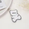 White fluffy bear embroidery patch detail, cute animal plush clothing accessory for DIY. - 3.5x4.7cm Style 6