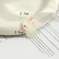 Cute rabbit embroidered patch cartoon animal motif for DIY clothing accessory detail - Pink and White Rabbit Style (款式6)