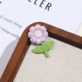 Cute purple flower embroidered patch clothing decorative applique DIY craft accessory detail shot - Style 8