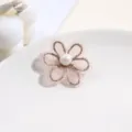 Close-up detail of pink mesh lace flower patch with white pearl center for DIY crafts. - Style 7