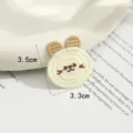Cute cartoon bear and rabbit embroidery patch for diy handmade hair accessories and garment. - Round Bear Rabbit Style (款式3)