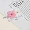 Geborduurde kersenbloesem patch DIY schattige bloem opstrijkbare applicatie kleding - Roze Wit Tweekleurige Bloem