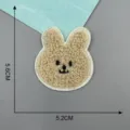 Cute plush bear rabbit embroidered patch for clothing DIY decoration, soft fuzzy jacket applique. - Off-white Bunny / 5.2x5.6cm