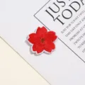 Rode kersenbloesem geborduurde patch DIY mooie bloem opstrijkbare badge voor kleding decor - Rode Bloem
