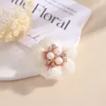 Witte geborduurde 5-bloemblaadjes patch met parels en strass, detail DIY-accessoire. - Wit