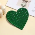 Groene pailletten hart patch glitter geborduurd DIY kledingaccessoire voor jeans en rugzak - Groene Pailletten Stijl 3 / 9.2x9.5cm