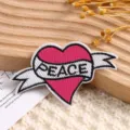 Detailed view of cute heart peace embroidered patch, ideal for DIY clothing and scarf decoration. - Style 4