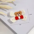 Cute cartoon bear embroidery patch with red bow lace apparel accessory DIY craft 1pcs - 3.6*5cm