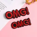 Red and black OMG embroidered patch, iron on cloth badge for jeans, jackets and DIY apparel. - Style 7 (OMG!)
