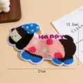 Leuke cartoon teckel handdoek borduurwerk patch diy kleding accessoire 21cm hond badge - Donkerbruine Puppy / 21x12.3cm