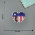 American flag heart shaped sequin patch for clothing, sparkling embroidered badge appliques. - Heart Flag