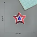 Star Sequin Patch Red White Blue Embroidered Badge DIY Clothing Applique Size 6.5CM - Pentagram