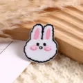 Cute white rabbit embroidered patch cartoon animal DIY clothing accessory detail view - White Rabbit