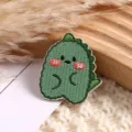 Cute green dinosaur embroidered patch DIY clothing accessory iron on badge craft appliques - Green Dinosaur