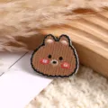 Cute brown bear embroidery patch DIY clothing accessory cartoon animal sew on badge detail view - Teddy Bear