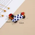 Cute cartoon puppy towel embroidery patch diy clothing accessory with blue polka dot design - Style 1